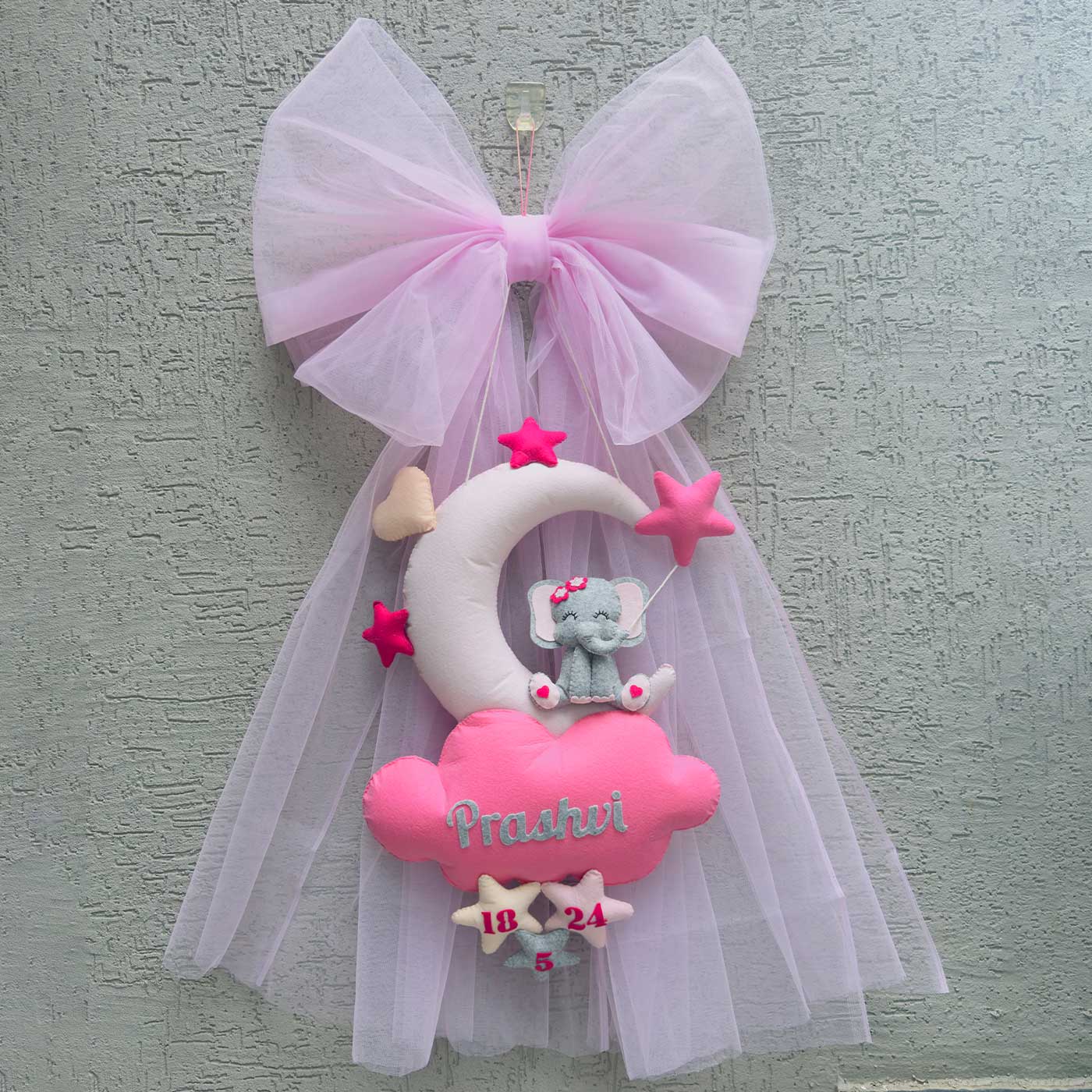 Ellie On The Cloud Bow Felt Name Bunting